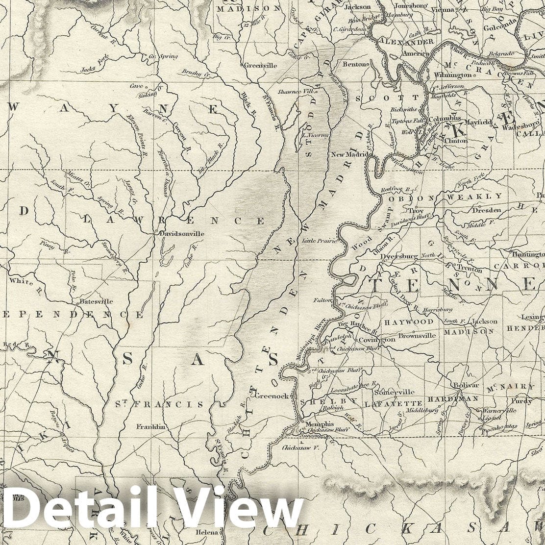 Historic Map : Missouri, Arkansas, Tennessee, Alabama, Mississippi, S.D.U.K., 1833, Vintage Wall Art