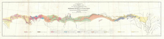 Historic Map : Geological Route of The American West: Mississippi River to Los Angeles, Blake, 1854, Vintage Wall Art