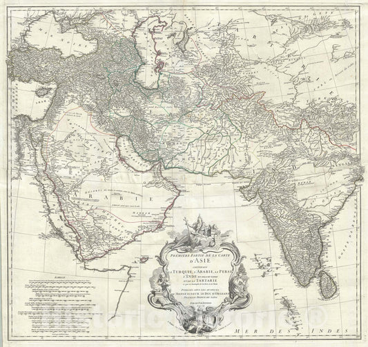 Historic Map : Persia, Arabia, and India, D'Anville, 1751, Vintage Wall Art