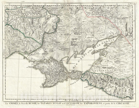 Historic Map : The Crimean Peninsula and Ukraine, Santini, 1777, Vintage Wall Art