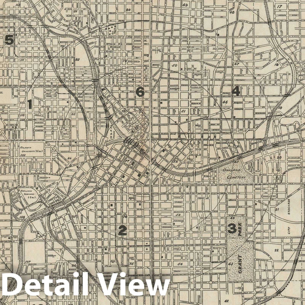 Historic Map : Plan of Atlanta, Georgia, Lester Book, 1924, Vintage Wall Art