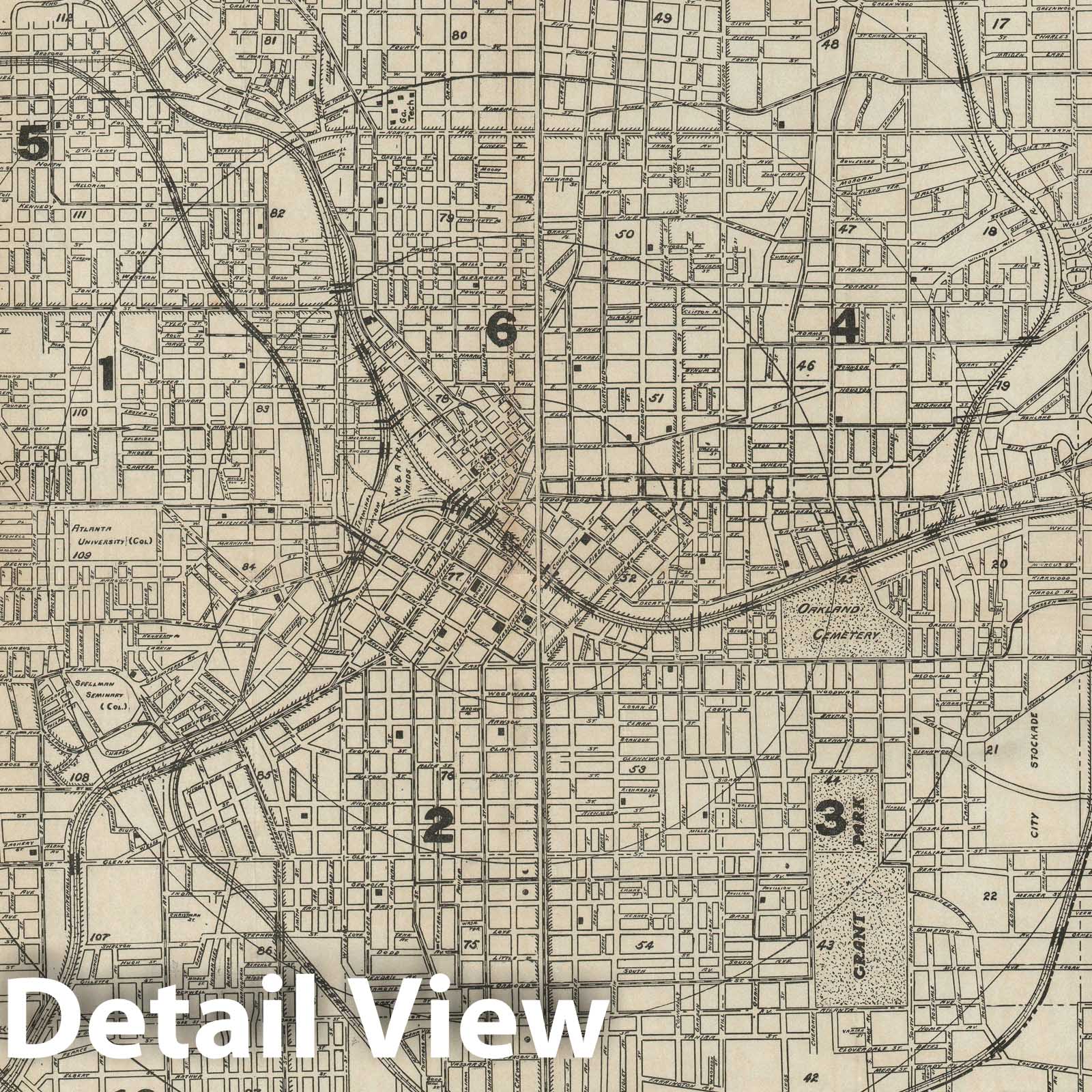 Historic Map : Plan of Atlanta, Georgia, Lester Book, 1924, Vintage Wall Art