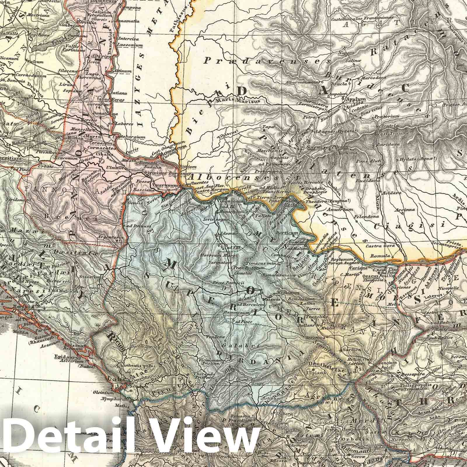 Historic Map : The Balkans, Spruner, 1865, Vintage Wall Art