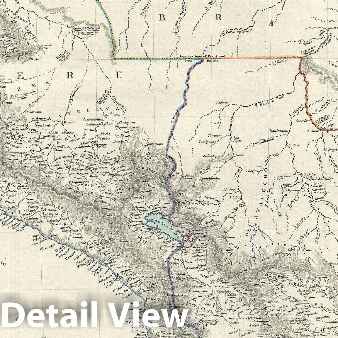 Historic Map : Bolivia and Peru, S.D.U.K., 1844, Vintage Wall Art