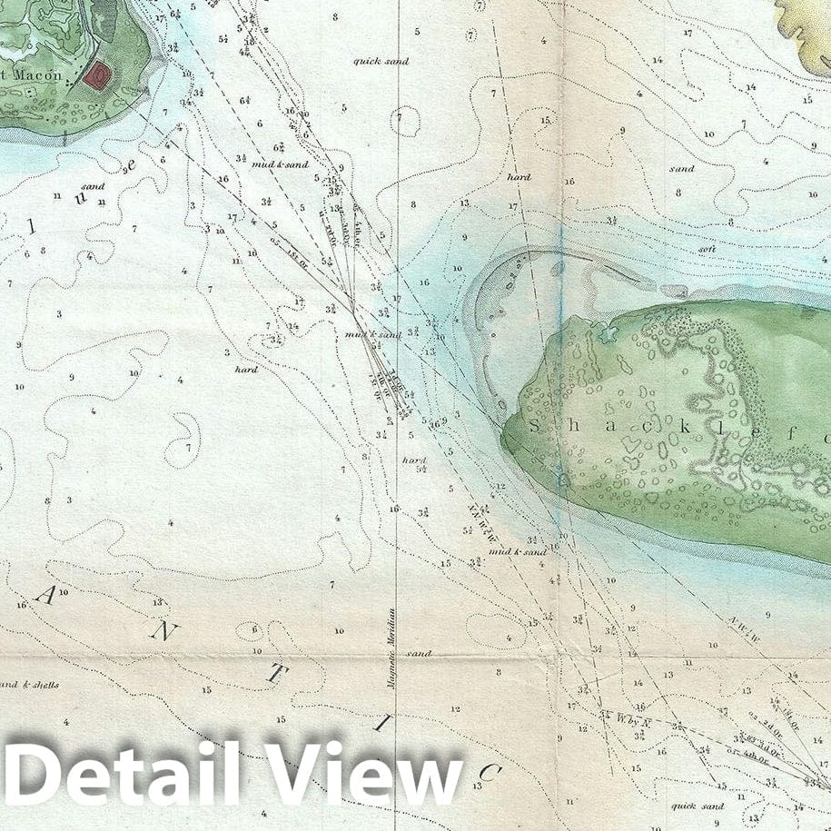 Historic Map : Beaufort Harbor, North Carolina, U. S. Coast Survey, 1851, Vintage Wall Art