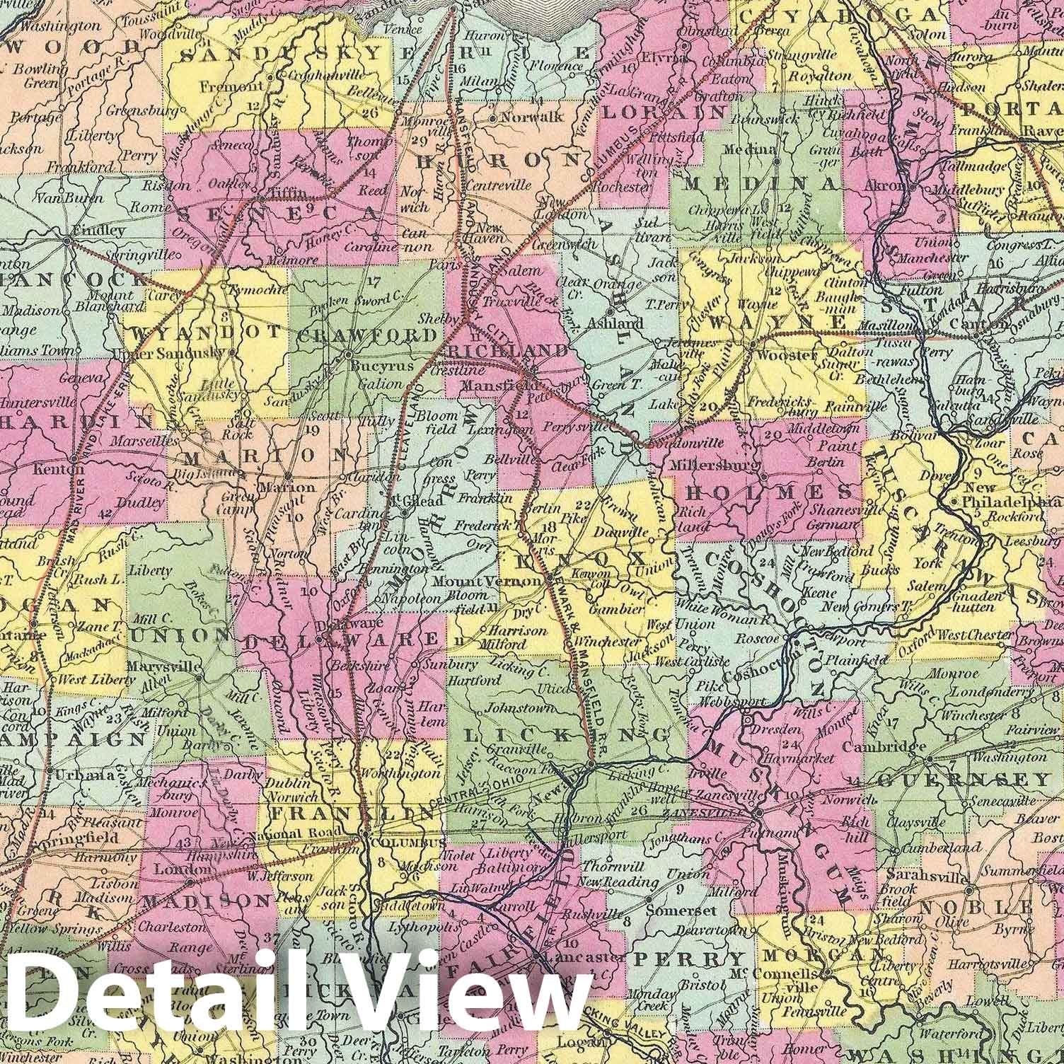 Historic Map : Ohio, Mitchell, 1854, Vintage Wall Art