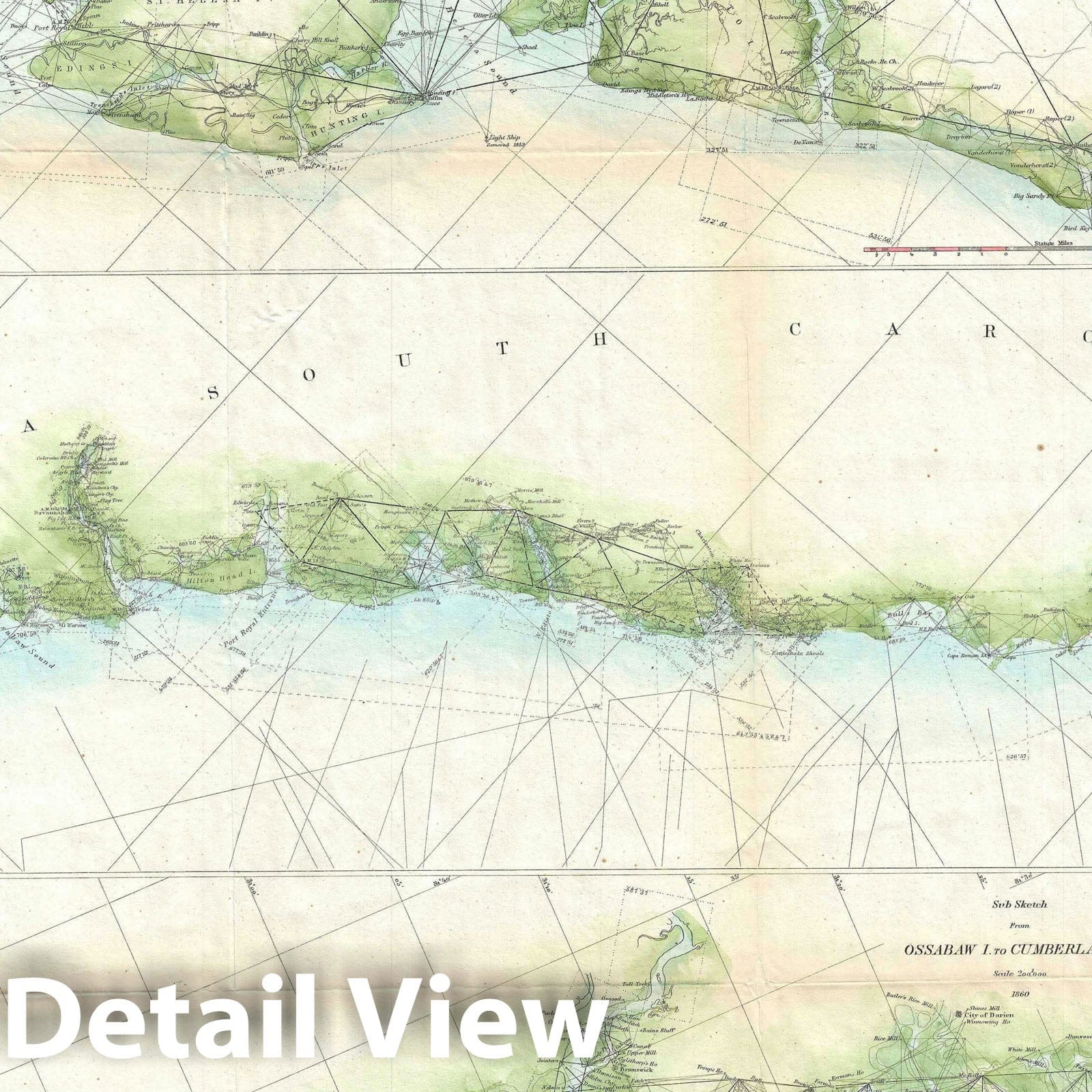 Historic Map : Nautical Chart The Coast of Georgia and South Carolina, U.S. Coast Survey, 1860, Vintage Wall Art