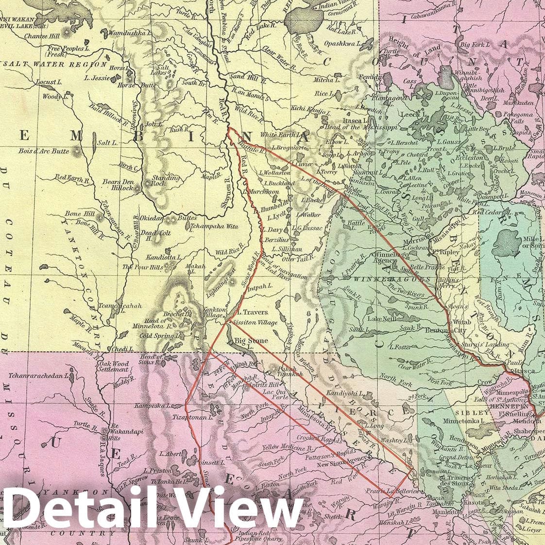 Historic Map : Minnesota and Dakota, Mitchell, 1854, Vintage Wall Art