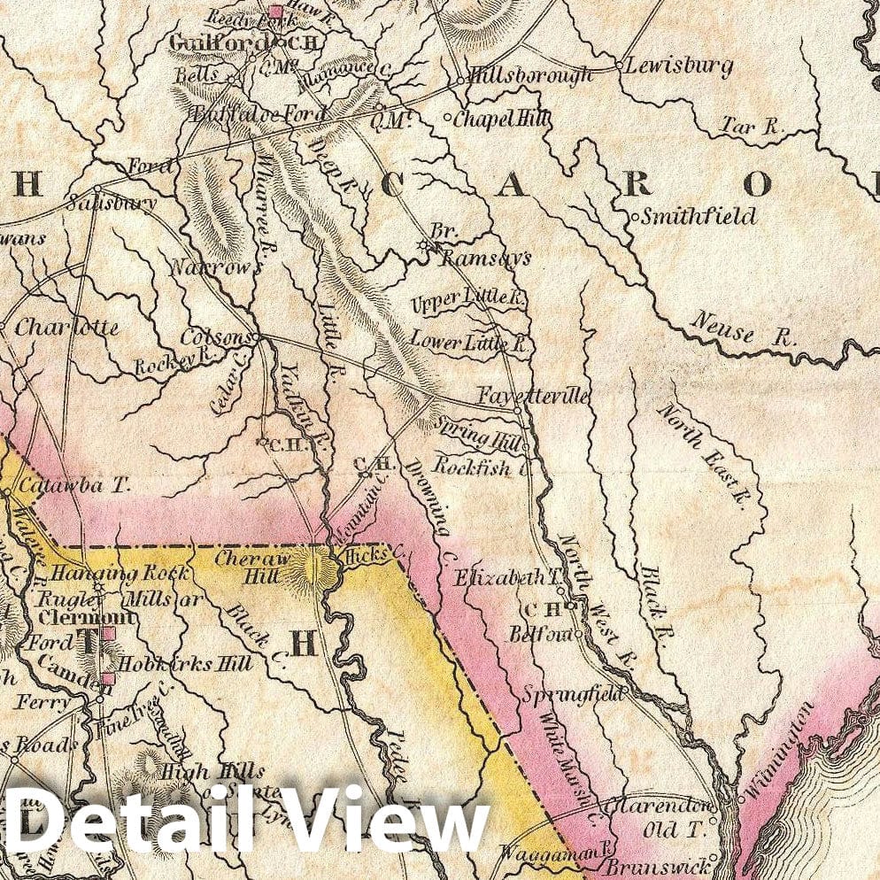 Historic Map : Virginia, North Carolina and South Carolina, Marshall, 1832, Vintage Wall Art