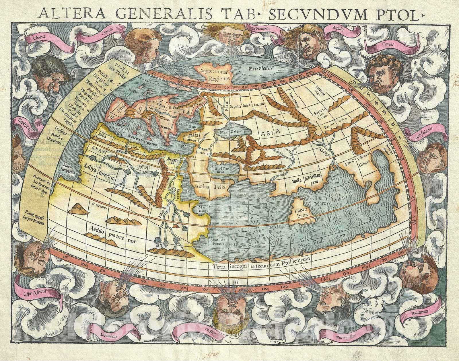 Historic Map : Ptolemy, Munster, 1550, Vintage Wall Art