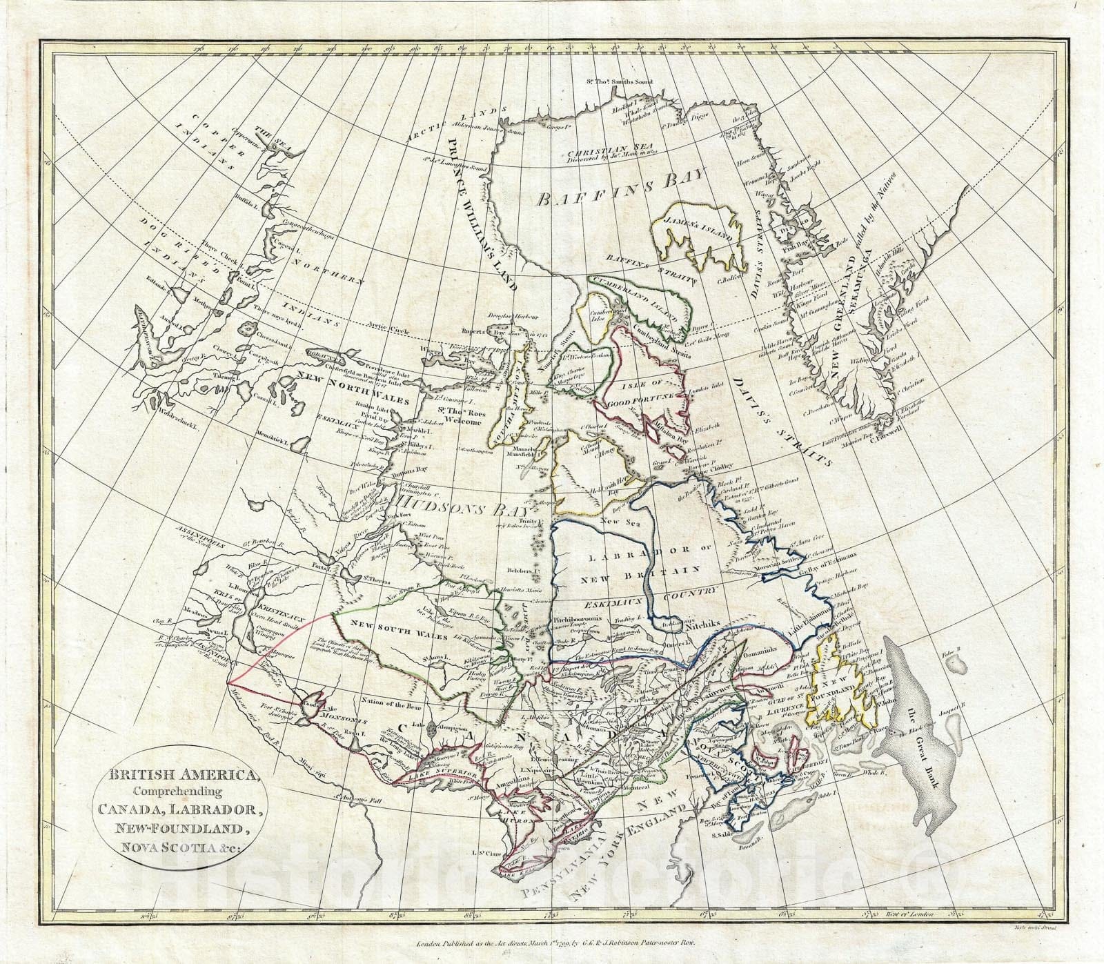 Historic Map : British America "Canada", Clement Cruttwell, 1799, Vintage Wall Art