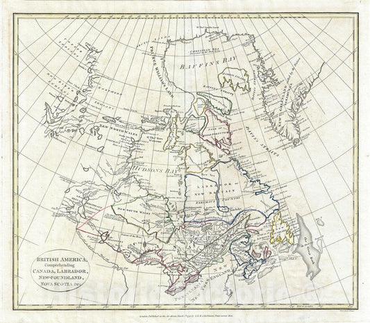 Historic Map : British America "Canada", Clement Cruttwell, 1799, Vintage Wall Art