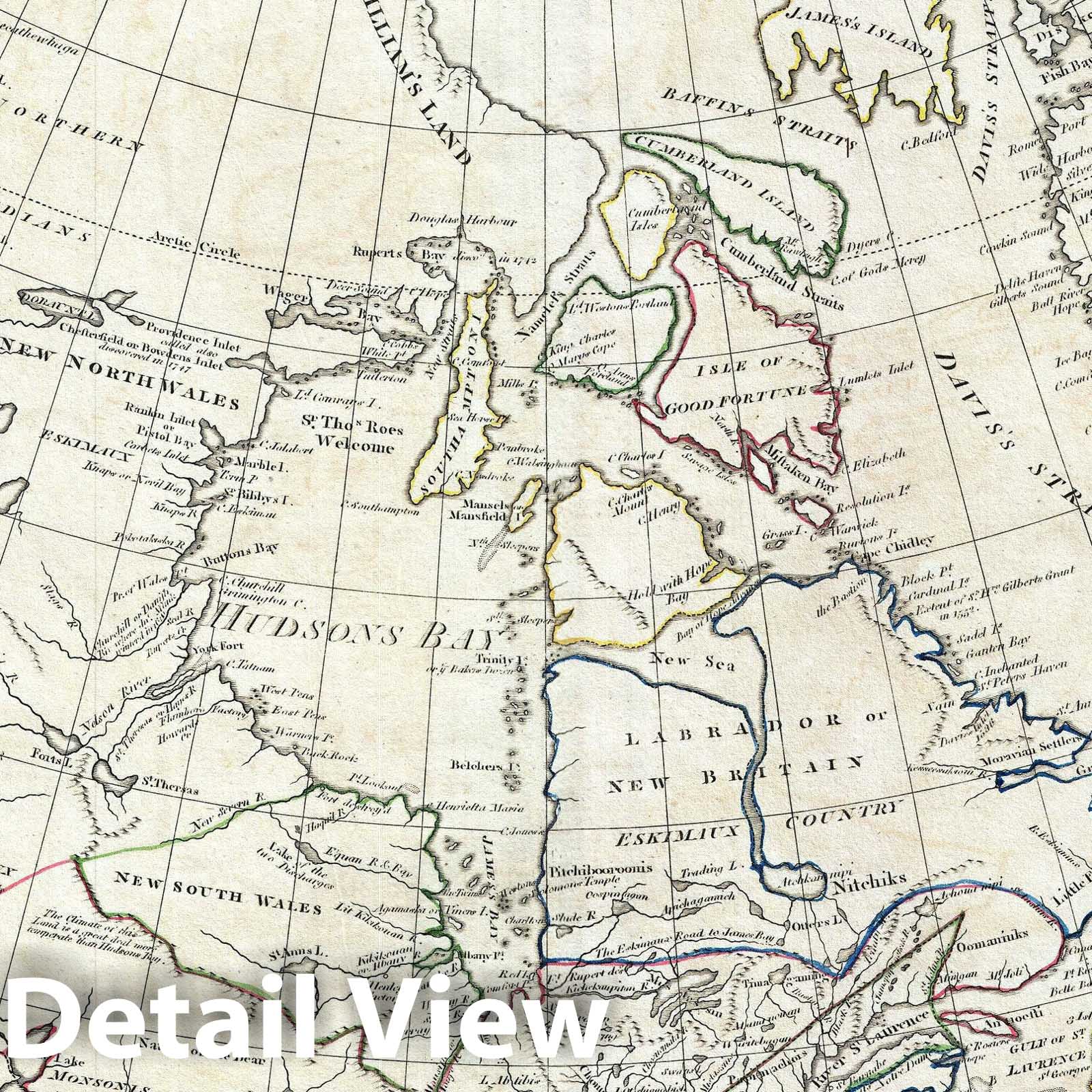 Historic Map : British America "Canada", Clement Cruttwell, 1799, Vintage Wall Art