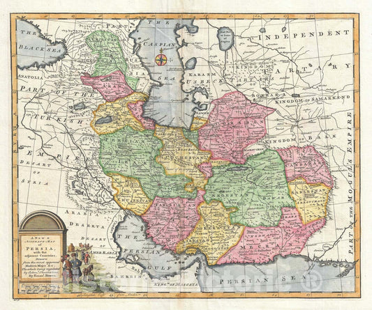 Historic Map : Persia "Iran, Iraq, Afghanistan", Bowen, 1747, Vintage Wall Art