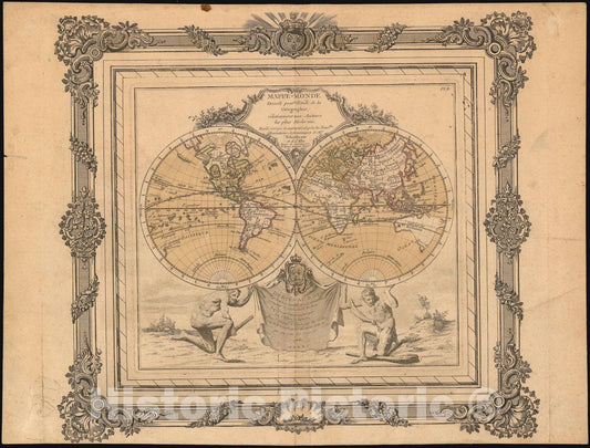 Historic Map : The World, Brion, 1766, Vintage Wall Art