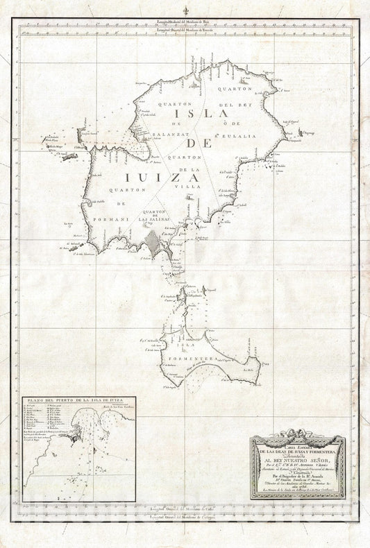 Historic Map : Nautical Chart Ibiza, Spain, Tofino, 1786, Vintage Wall Art