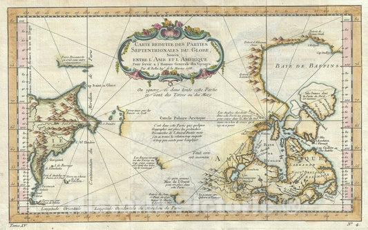 Historic Map : The Arctic "Canada, Siberia, Alaska", Bellin Speculative, 1758, Vintage Wall Art