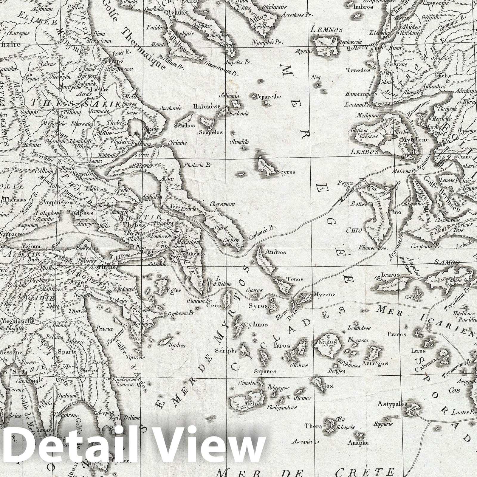 Historic Map : Ancient Greece, Bocage, 1791, Vintage Wall Art