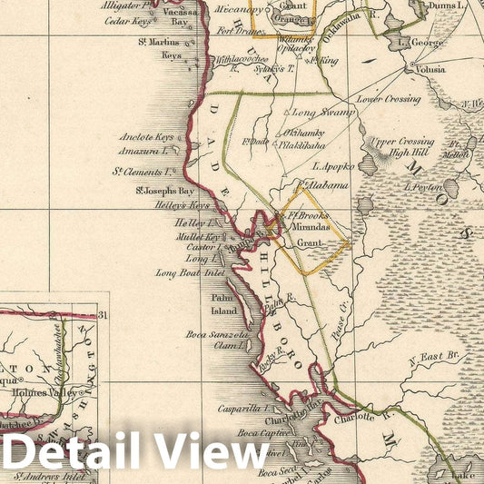 Historic Map : Florida, BraArtd, 1835 v1, Vintage Wall Art