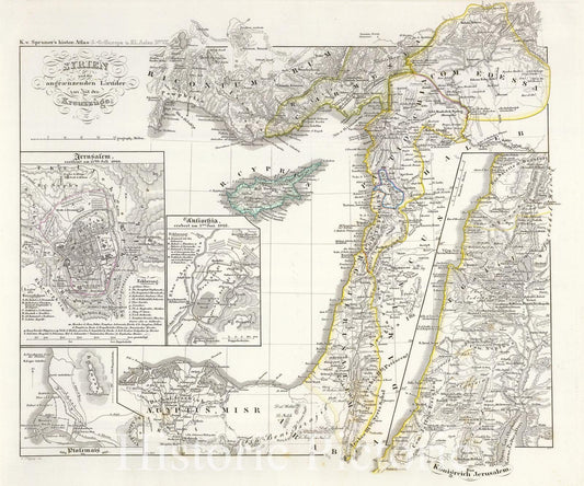 Historic Map : Palestine, Israel, or The Holy Land during The Crusades, Spruner, 1854, Vintage Wall Art