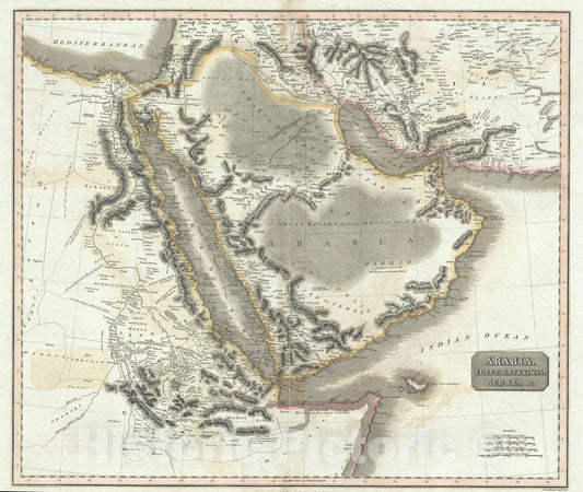 Historic Map : Arabia, Egypt and Abyssinia, Thomson, 1814, Vintage Wall Art
