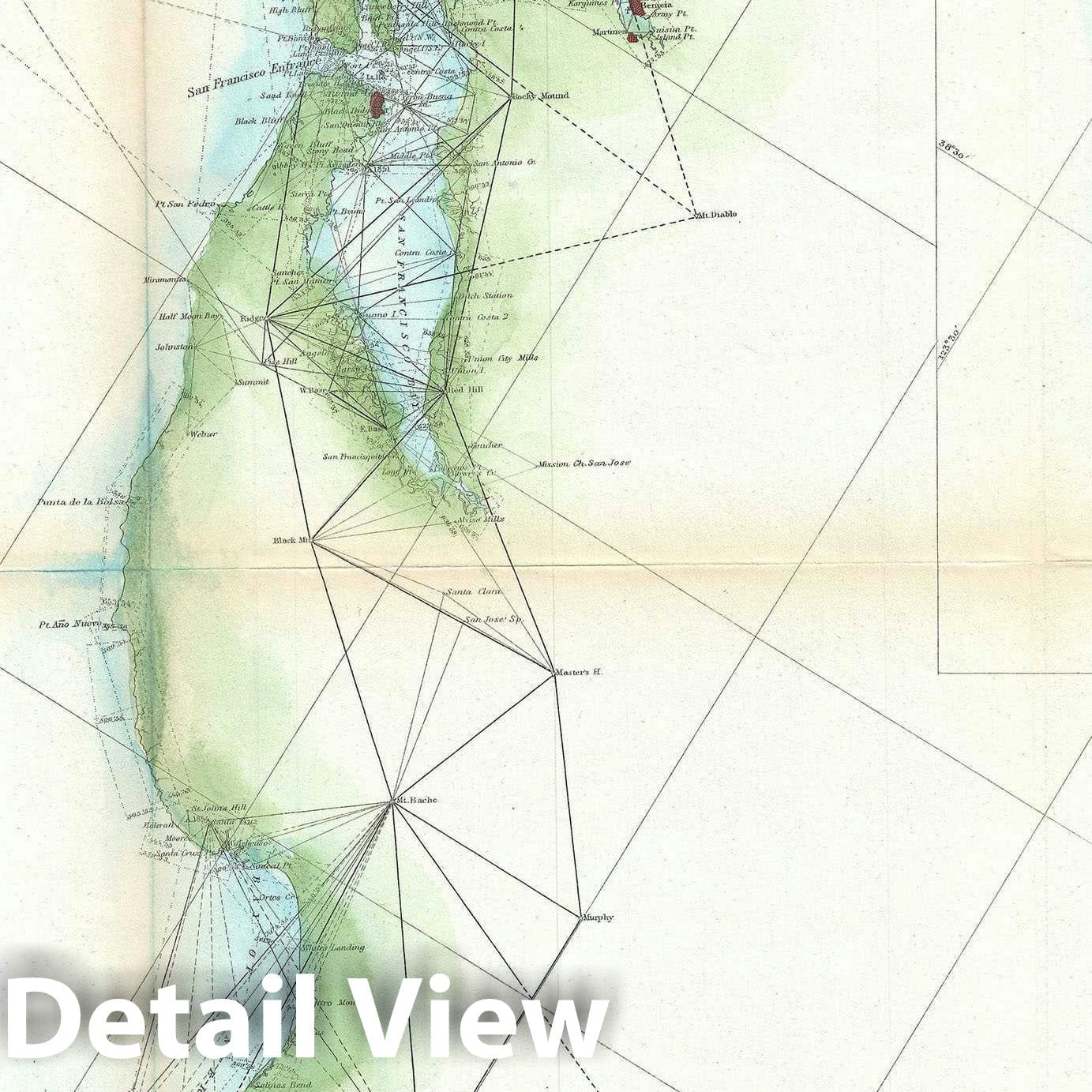Historic Map : San Francisco Bay and Vicinity, U.S. Coast Survey, 1860, Vintage Wall Art