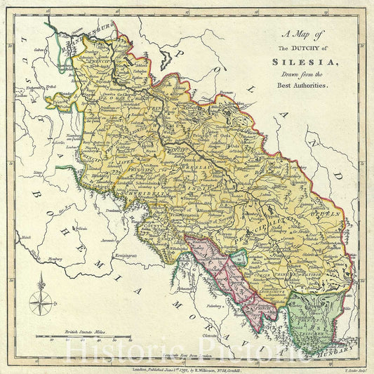 Historic Map : The Duchy of Silesia, Poland, Wilkinson, 1792, Vintage Wall Art