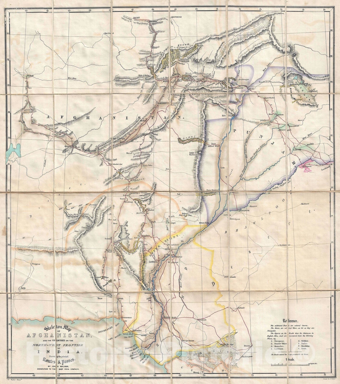 Historic Map : Afghanistan during The Great Game, Walker, 1848, Vintage Wall Art