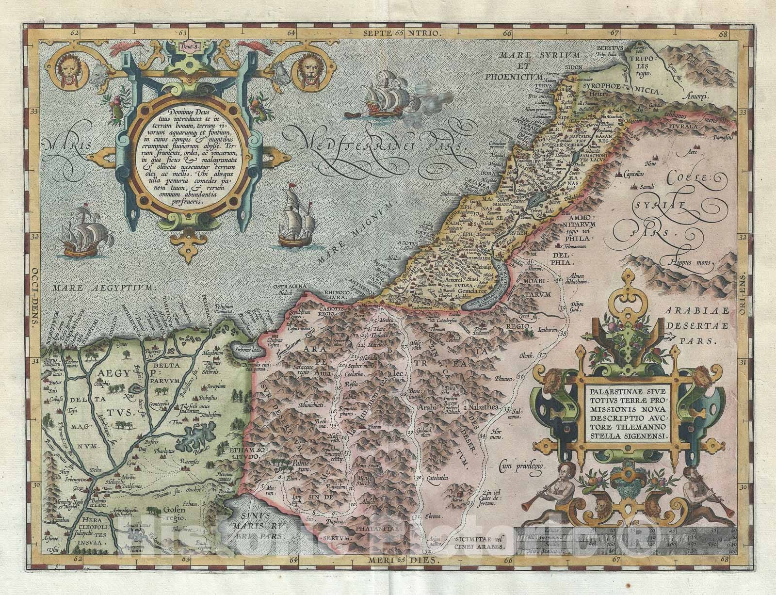 Historic Map : Palestine, Israel or The Holy Land, Ortelius, 1584, Vintage Wall Art
