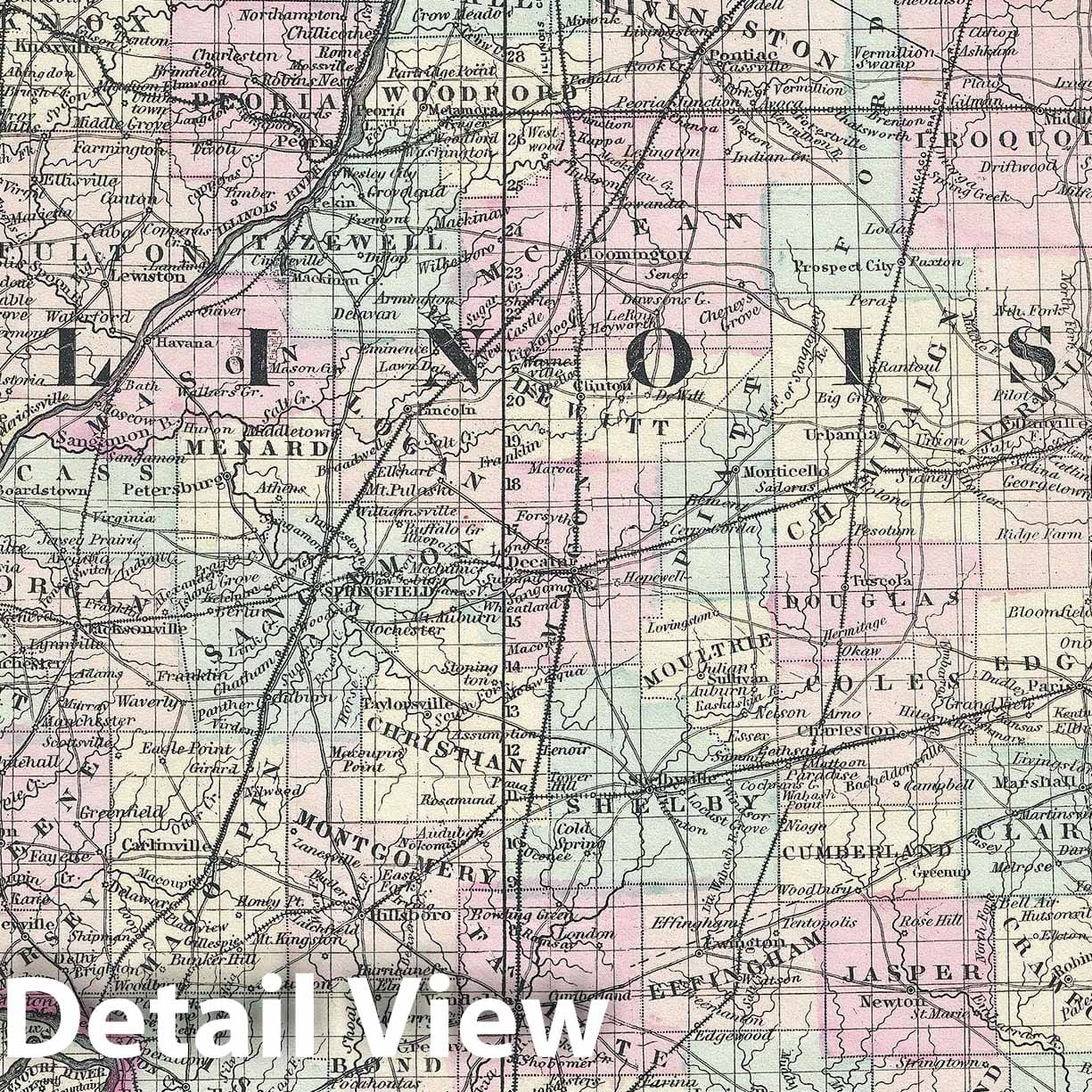 Historic Map : Illinois, Johnson, 1861, Vintage Wall Art