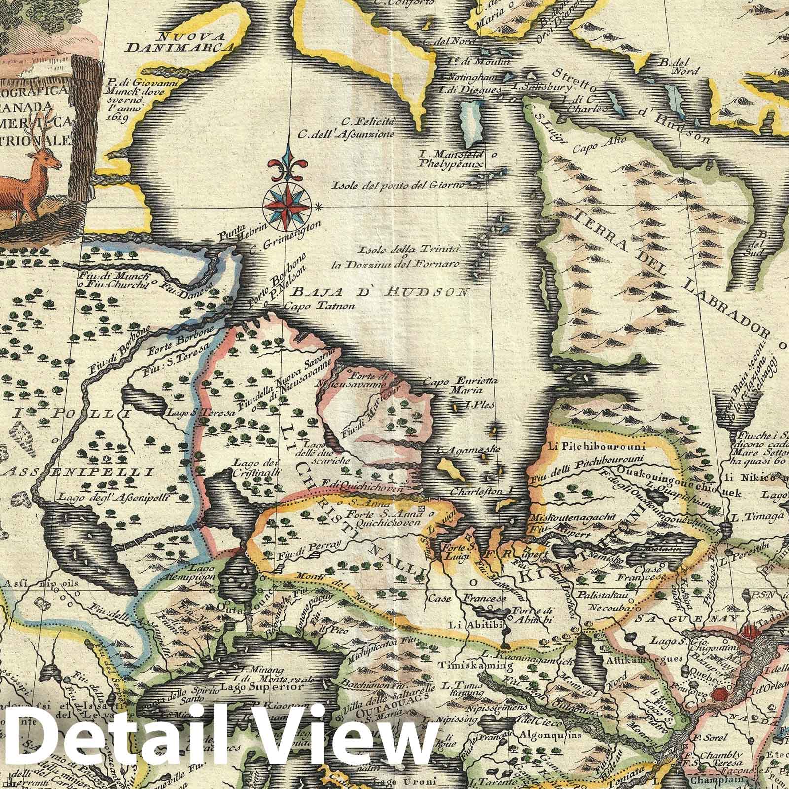 Historic Map : Canada and The Great Lakes, Albrizzi, 1740, Vintage Wall Art