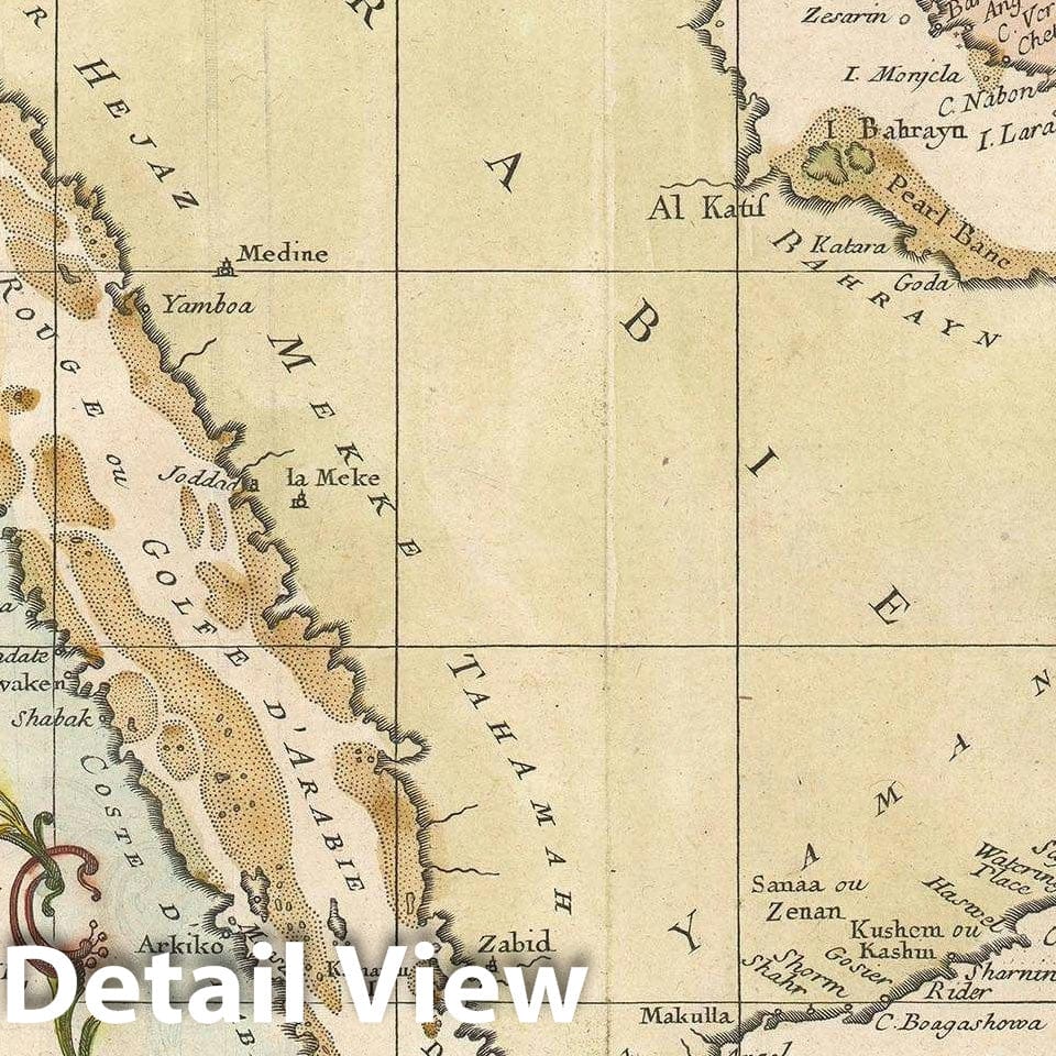 Historic Map : The Arabian Peninsula, Bellin, 1740, Vintage Wall Art