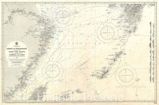 Historic Map : Nautical Chart East China Sea from Taiwan to Japan, 1926, Vintage Wall Art