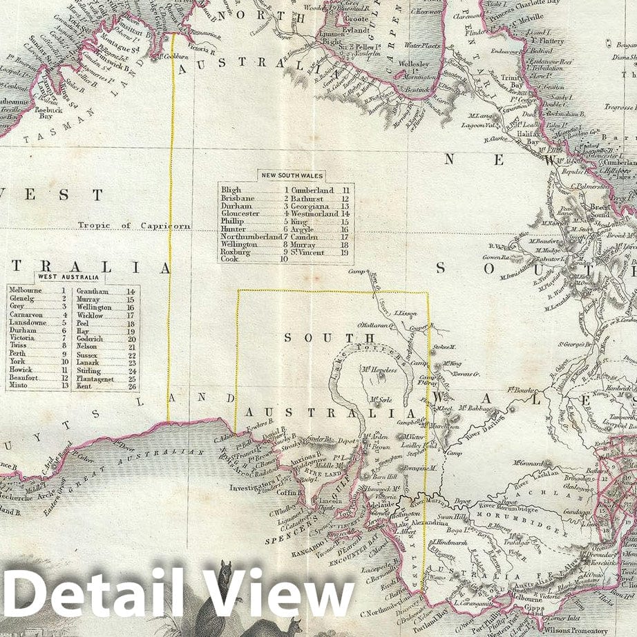 Historic Map : Australia, Tallis and Rapkin, 1851, Vintage Wall Art