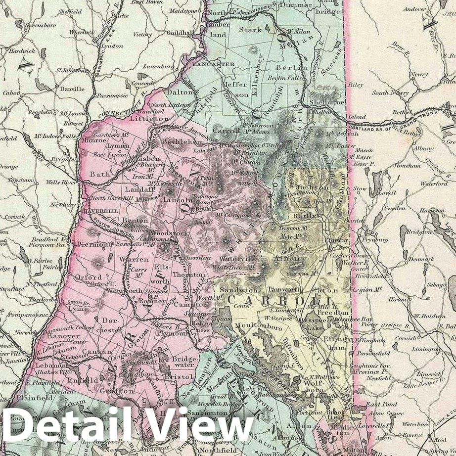 Historic Map : New Hampshire, Colton, 1856, Vintage Wall Art