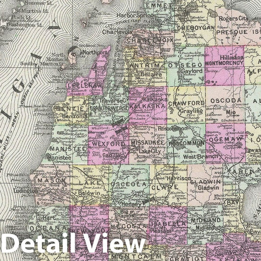 Historic Map : Michigan, Tunison, 1887, Vintage Wall Art