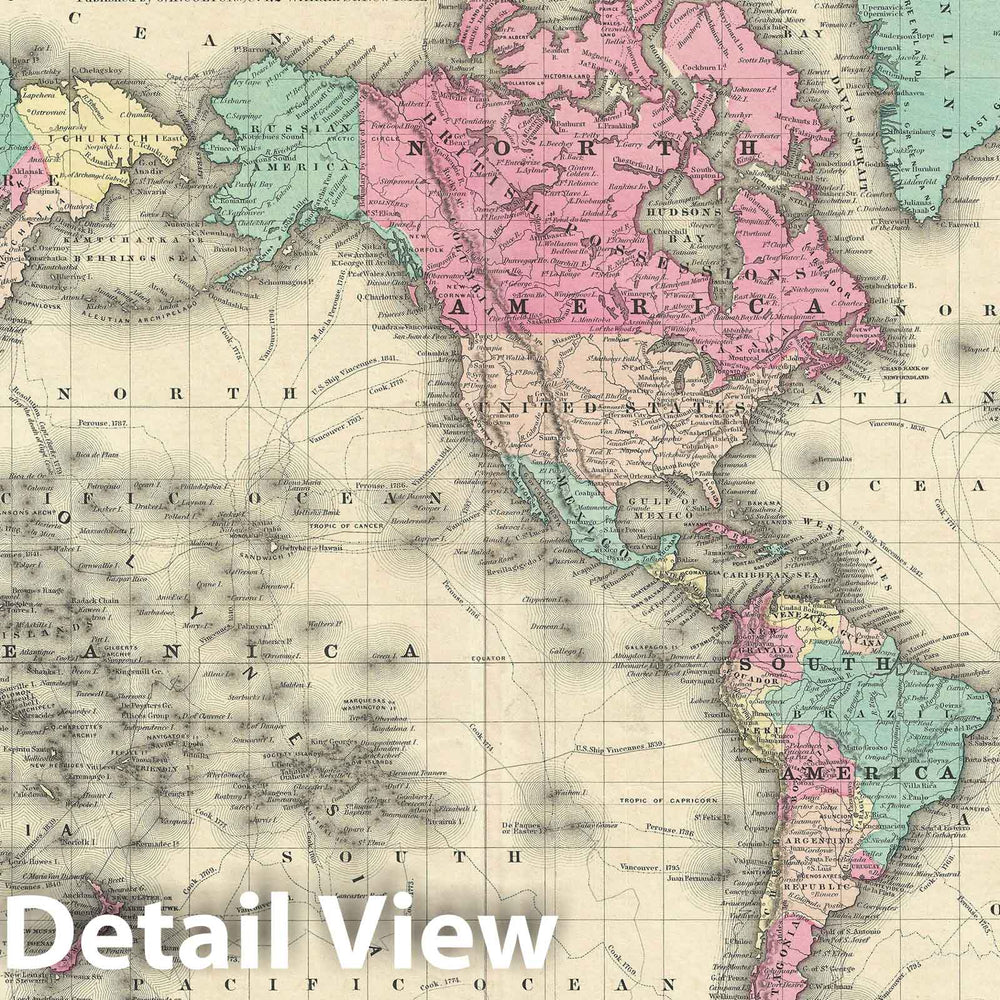 Historic Map : The World on Mercator's Projection, Colton, 1855, Vintage Wall Art
