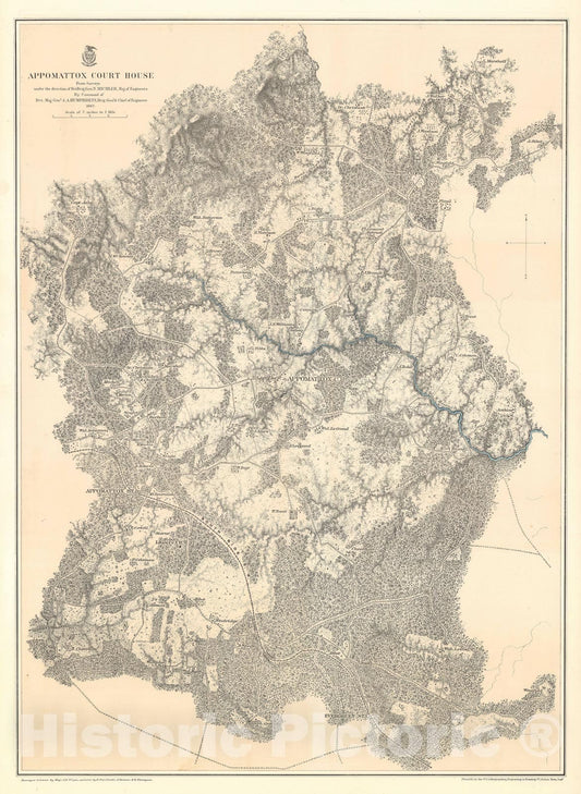 Historic Map : Appomattox Court House, Virginia, Weyss, 1867, Vintage Wall Art
