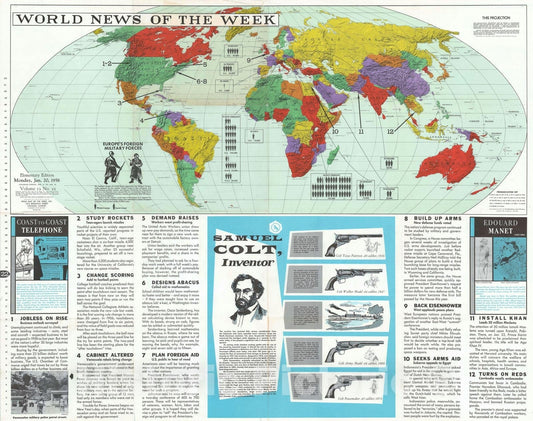 Historic Map : The Week Map of, News, 1958, Vintage Wall Art