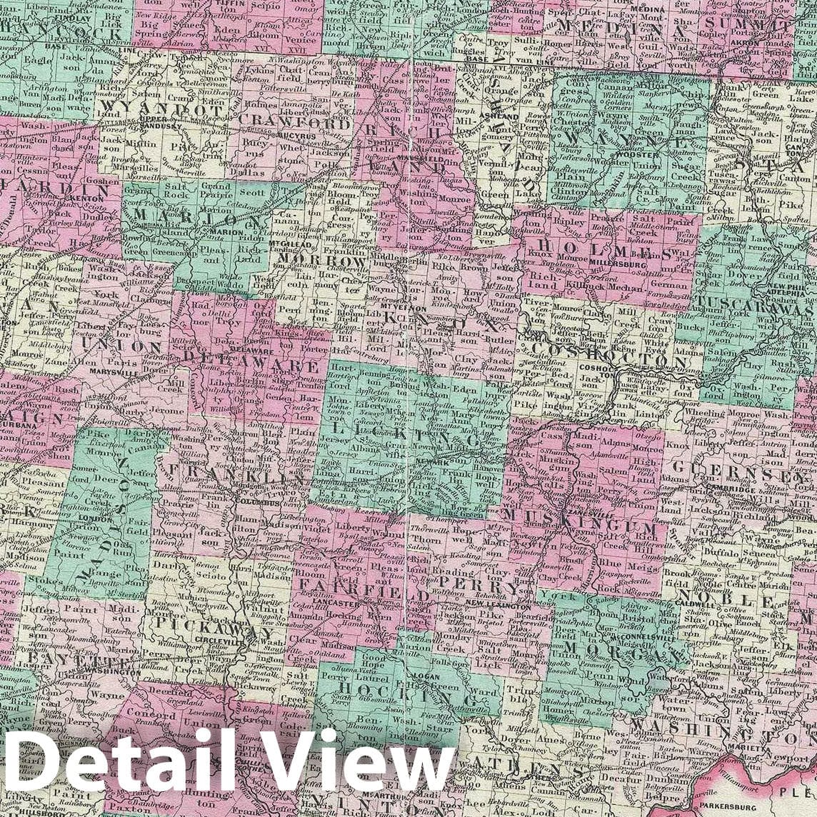 Historic Map : Ohio, Johnson, 1866, Vintage Wall Art