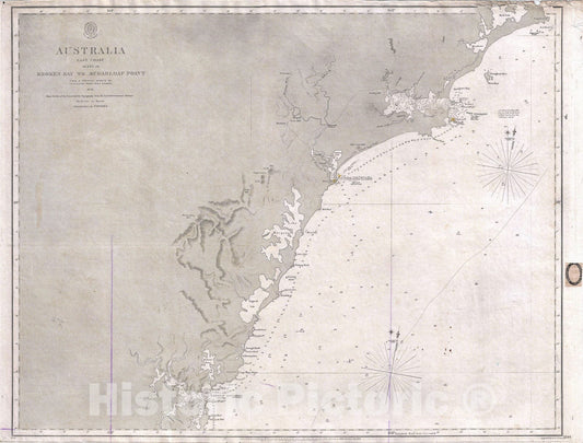 Historic Map : Nautical Chart Eastern Australia "North of Sydney", Stokes, 1861, Vintage Wall Art