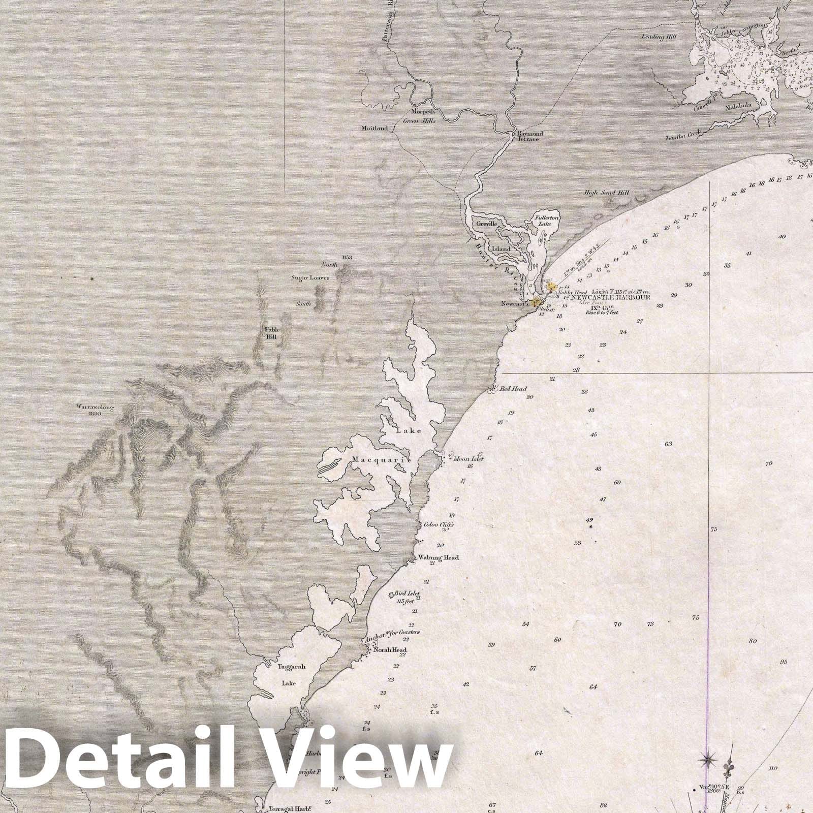 Historic Map : Nautical Chart Eastern Australia "North of Sydney", Stokes, 1861, Vintage Wall Art