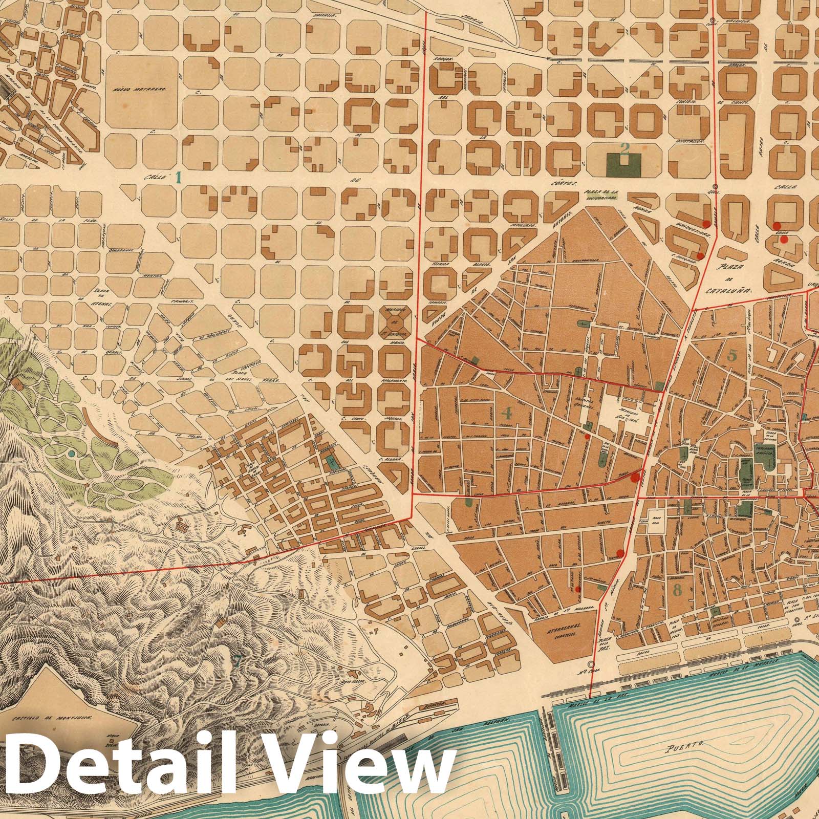 Historic Map : Map of Barcelona, in Preparation for The Redesign of The Ciutat Vella, 1891, Vintage Wall Art