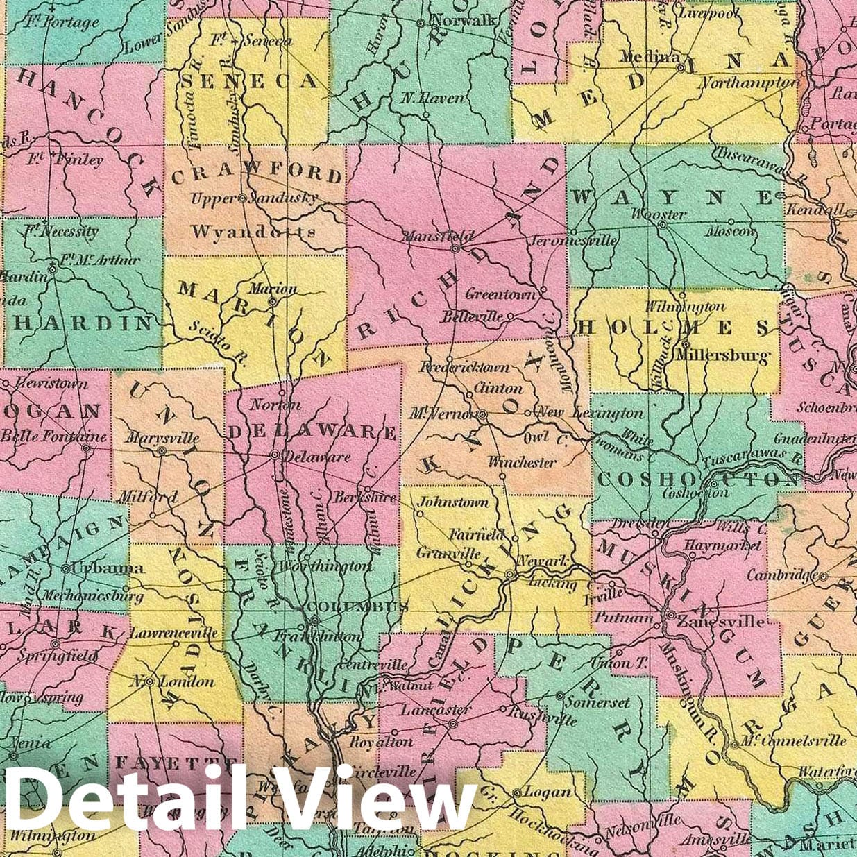 Historic Map : Ohio, Finley, 1828, Vintage Wall Art