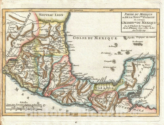 Historic Map : Mexico, Vaugondy, 1749, Vintage Wall Art