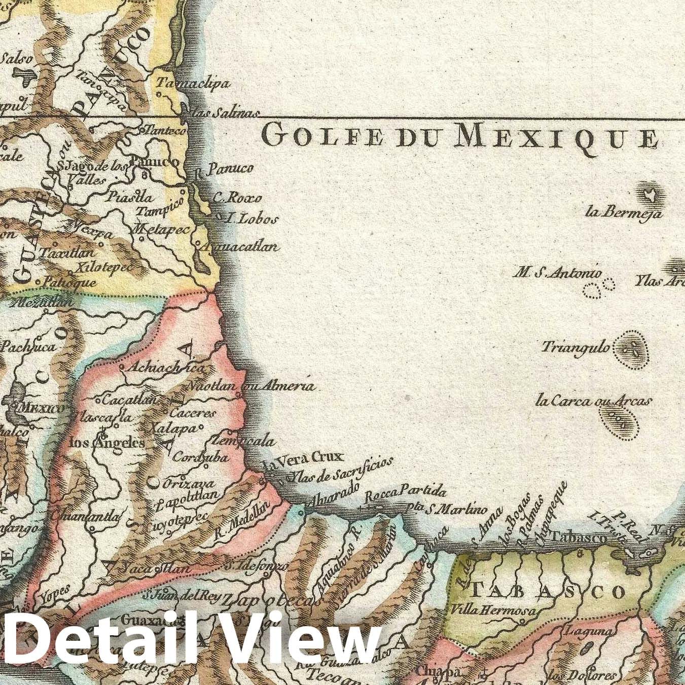Historic Map : Mexico, Vaugondy, 1749, Vintage Wall Art