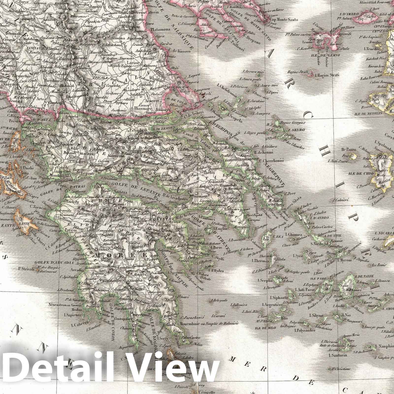 Historic Map : Greece, Lapie, 1829, Vintage Wall Art