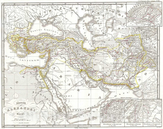 Historic Map : The Empire of Alexander The Great, Spruneri, 1855, Vintage Wall Art