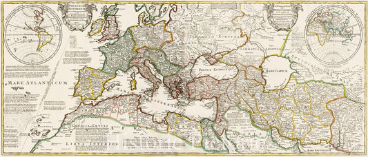 Historic Map : The Roman Empire, Moll, 1709, Vintage Wall Art