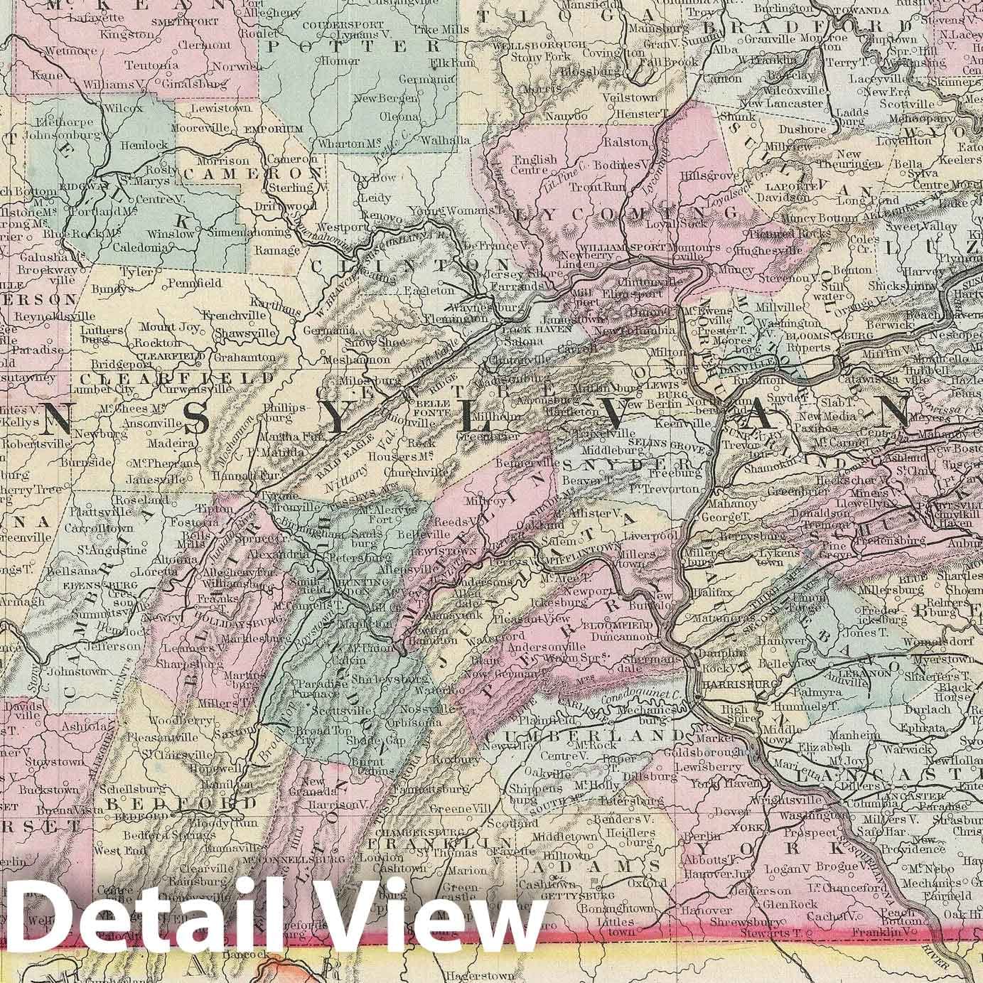 Historic Map : Pennsylvania, Mitchell, 1867, Vintage Wall Art